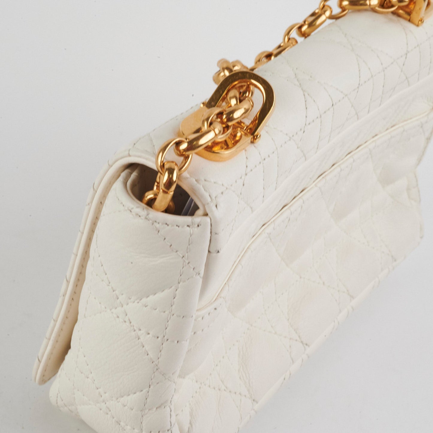 Christian Dior Small Caro Ivory Shoulder Bag