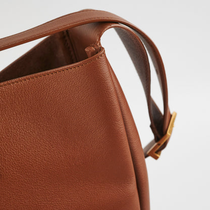 Saint Laurent Le 5 A 7 Brown Leather Tote