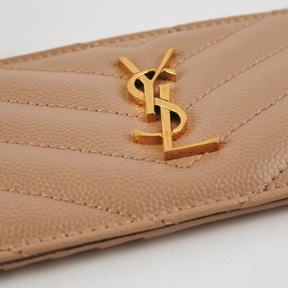 Saint Laurent Beige Zip Card Holder