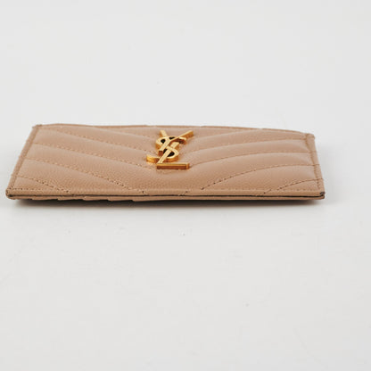 Saint Laurent Beige Zip Card Holder