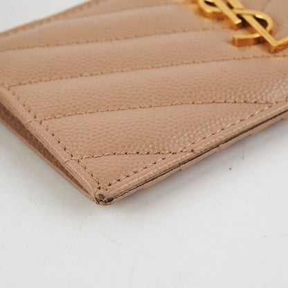 Saint Laurent Beige Zip Card Holder