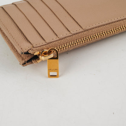 Saint Laurent Beige Zip Card Holder