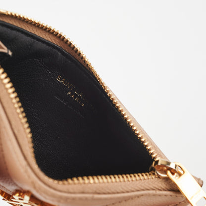 Saint Laurent Beige Zip Card Holder