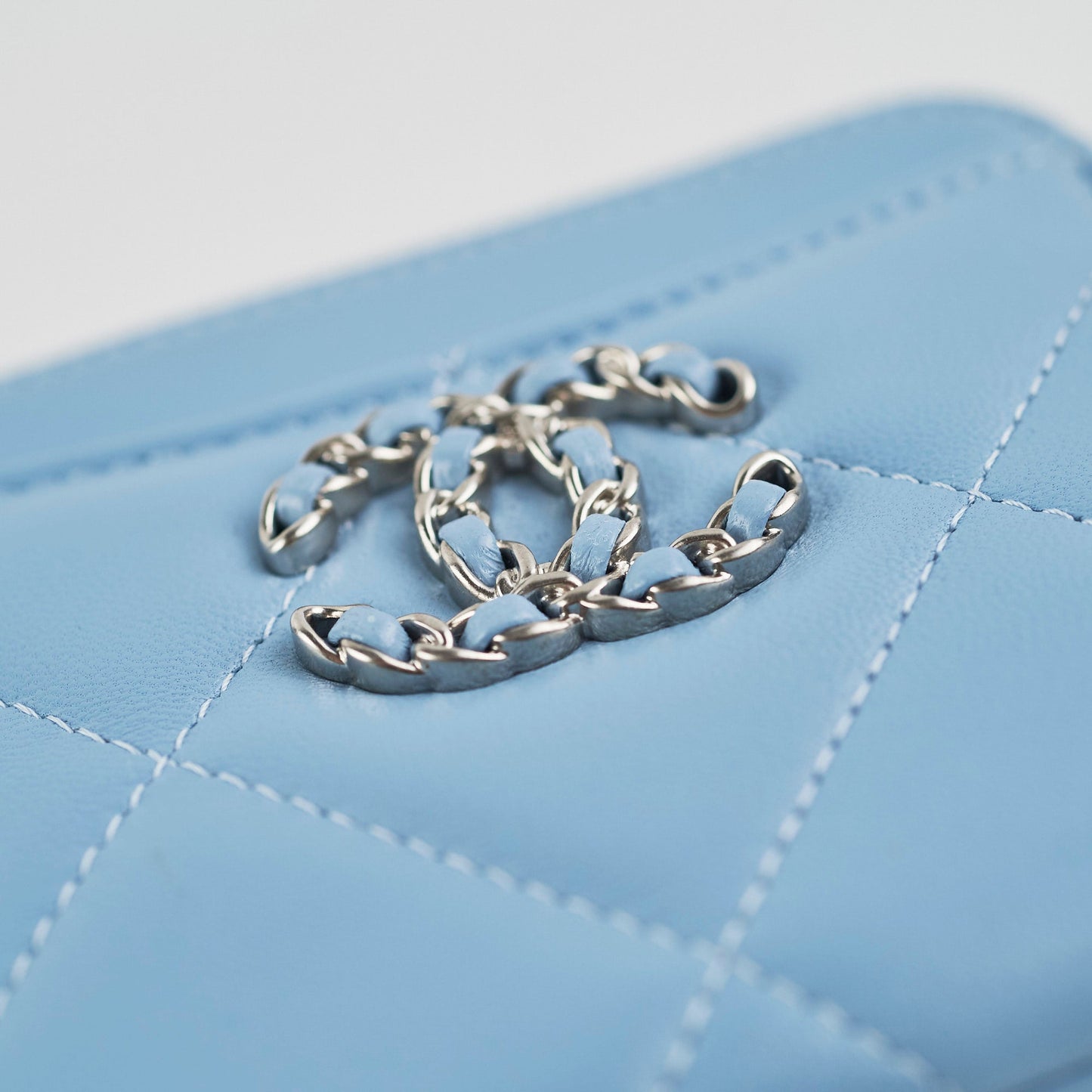 Chanel  Zip Card Wallet Lambskin Light Blue - Microchipped
