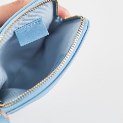 Chanel  Zip Card Wallet Lambskin Light Blue - Microchipped