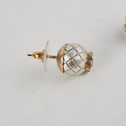 Chanel Costume CC Round Pearl Earrings