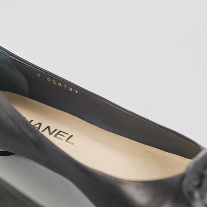 Chanel Camellia Ballet Flats Black Size 37.5