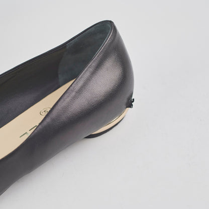 Chanel Camellia Ballet Flats Black Size 37.5