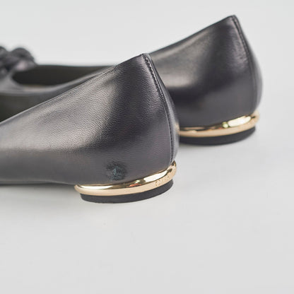 Chanel Camellia Ballet Flats Black Size 37.5
