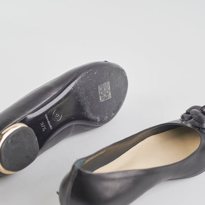 Chanel Camellia Ballet Flats Black Size 37.5
