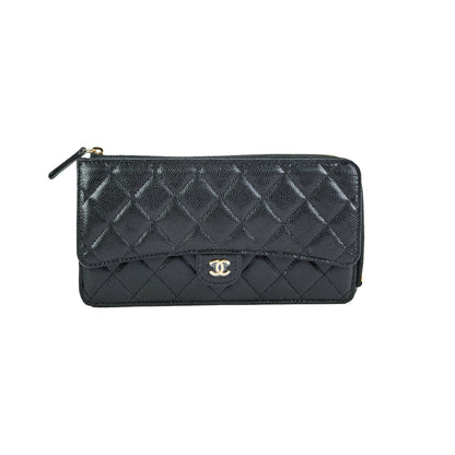 Chanel Long Cardholder Wallet Caviar Black