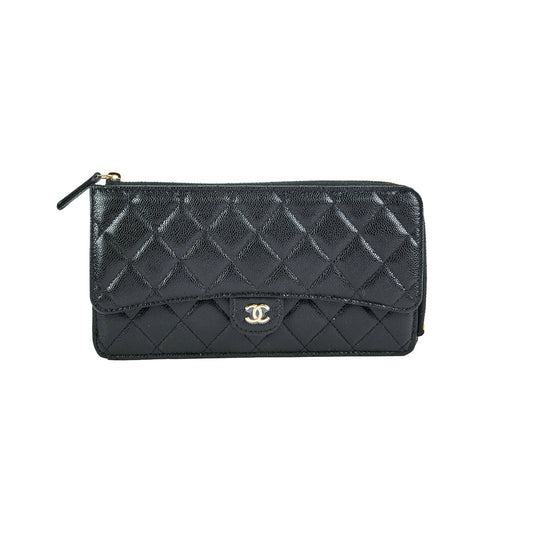 Chanel Long Cardholder Wallet Caviar Black