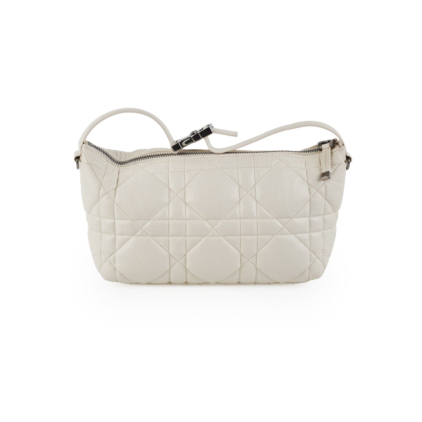 Christian Dior Calskin Macrocannage Medium Travel Nomad Pouch Cream