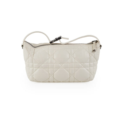 Christian Dior Calskin Macrocannage Medium Travel Nomad Pouch Cream