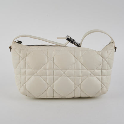 Christian Dior Calskin Macrocannage Medium Travel Nomad Pouch Cream