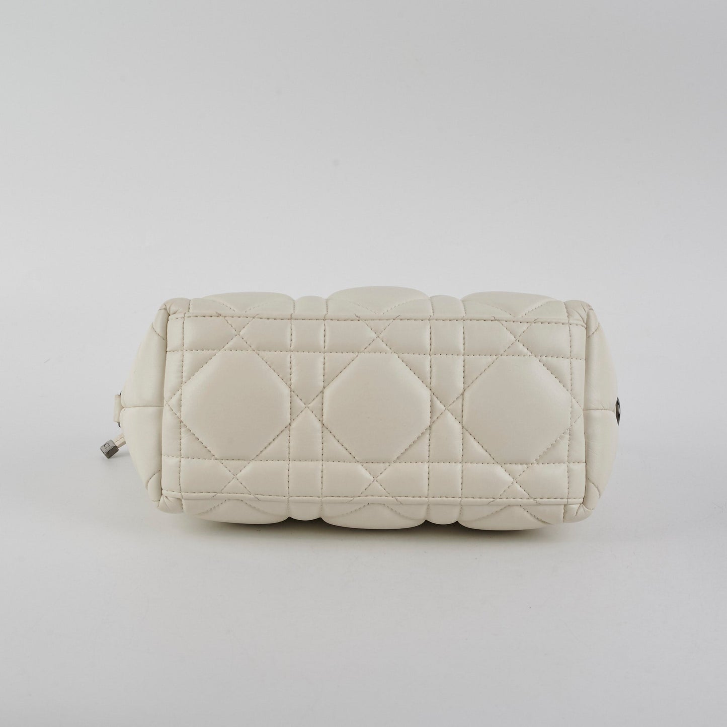 Christian Dior Calskin Macrocannage Medium Travel Nomad Pouch Cream