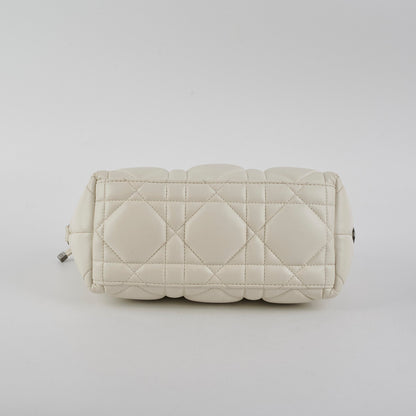Christian Dior Calskin Macrocannage Medium Travel Nomad Pouch Cream