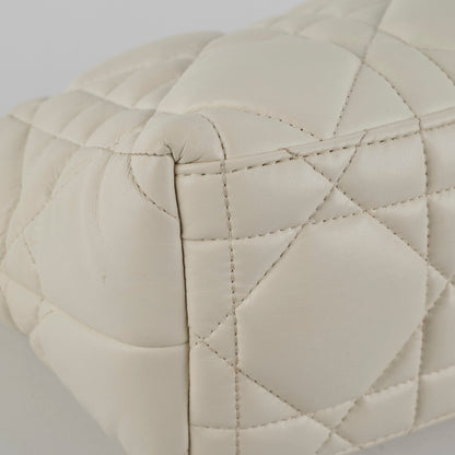 Christian Dior Calskin Macrocannage Medium Travel Nomad Pouch Cream