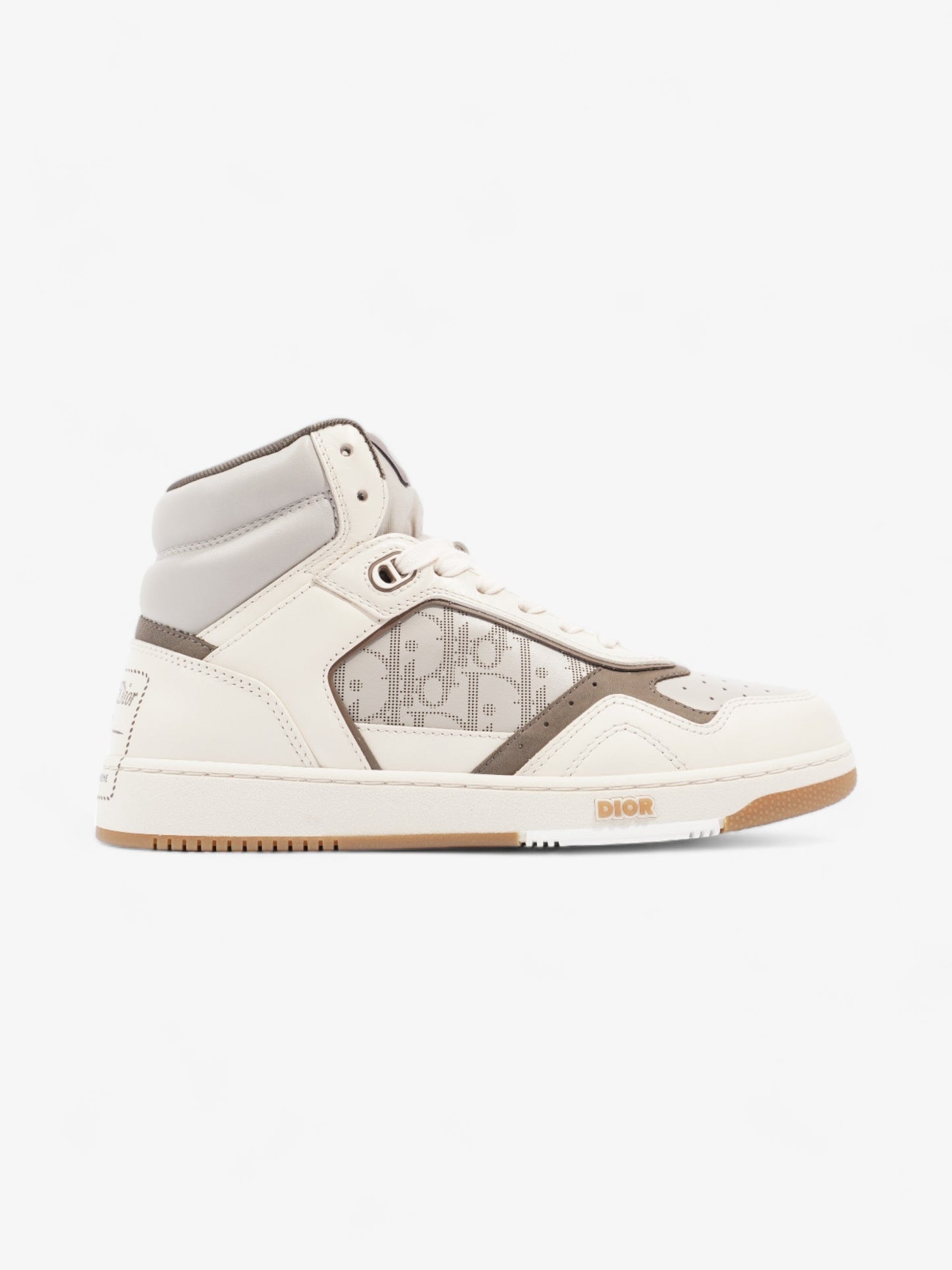 Christian Dior B27 High Top Sneakers  White / Grey / Brown Leather EU 40 UK 6