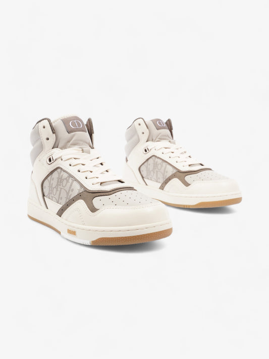 Christian Dior B27 High Top Sneakers  White / Grey / Brown Leather EU 40 UK 6