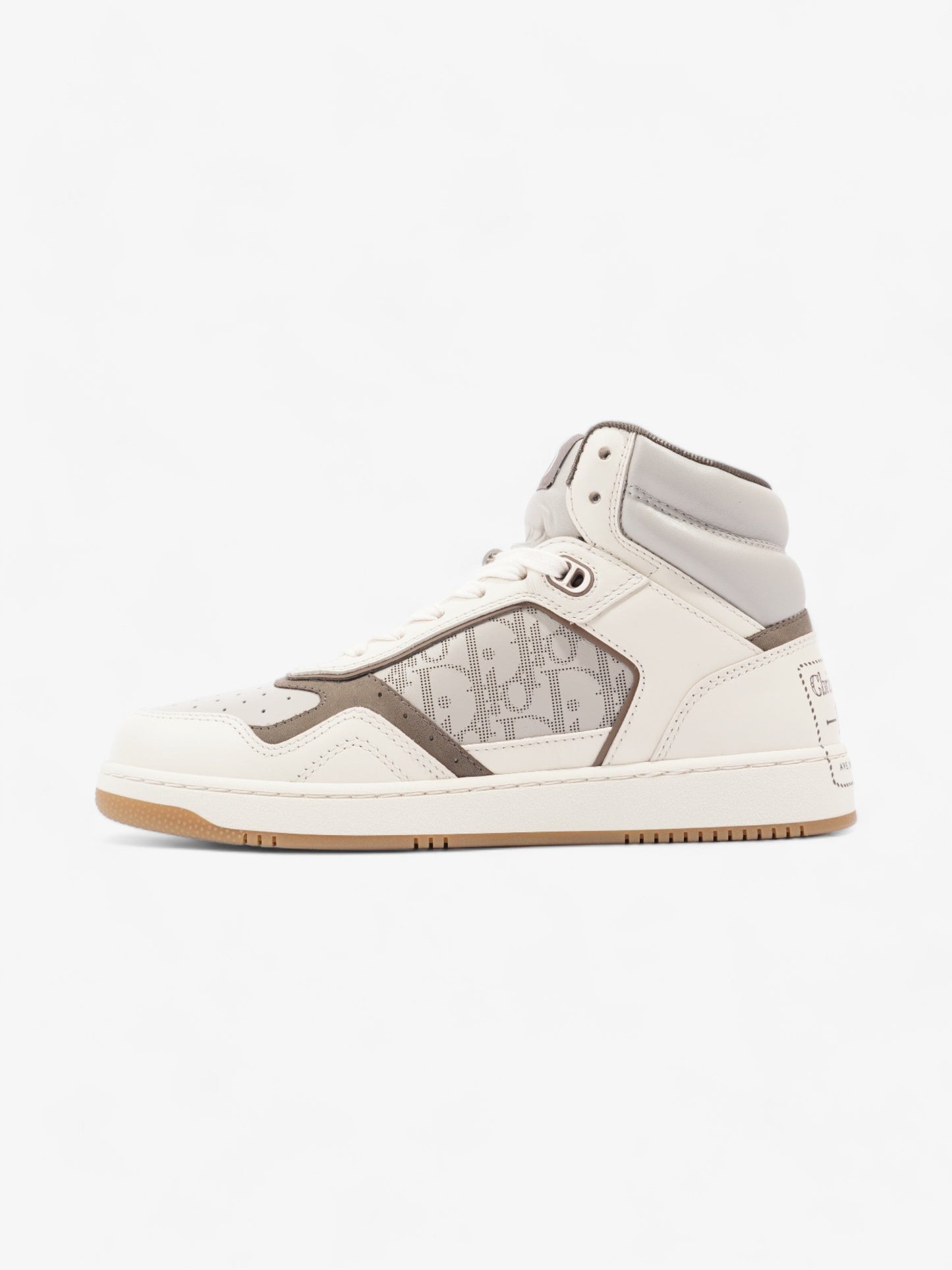 Christian Dior B27 High Top Sneakers  White / Grey / Brown Leather EU 40 UK 6