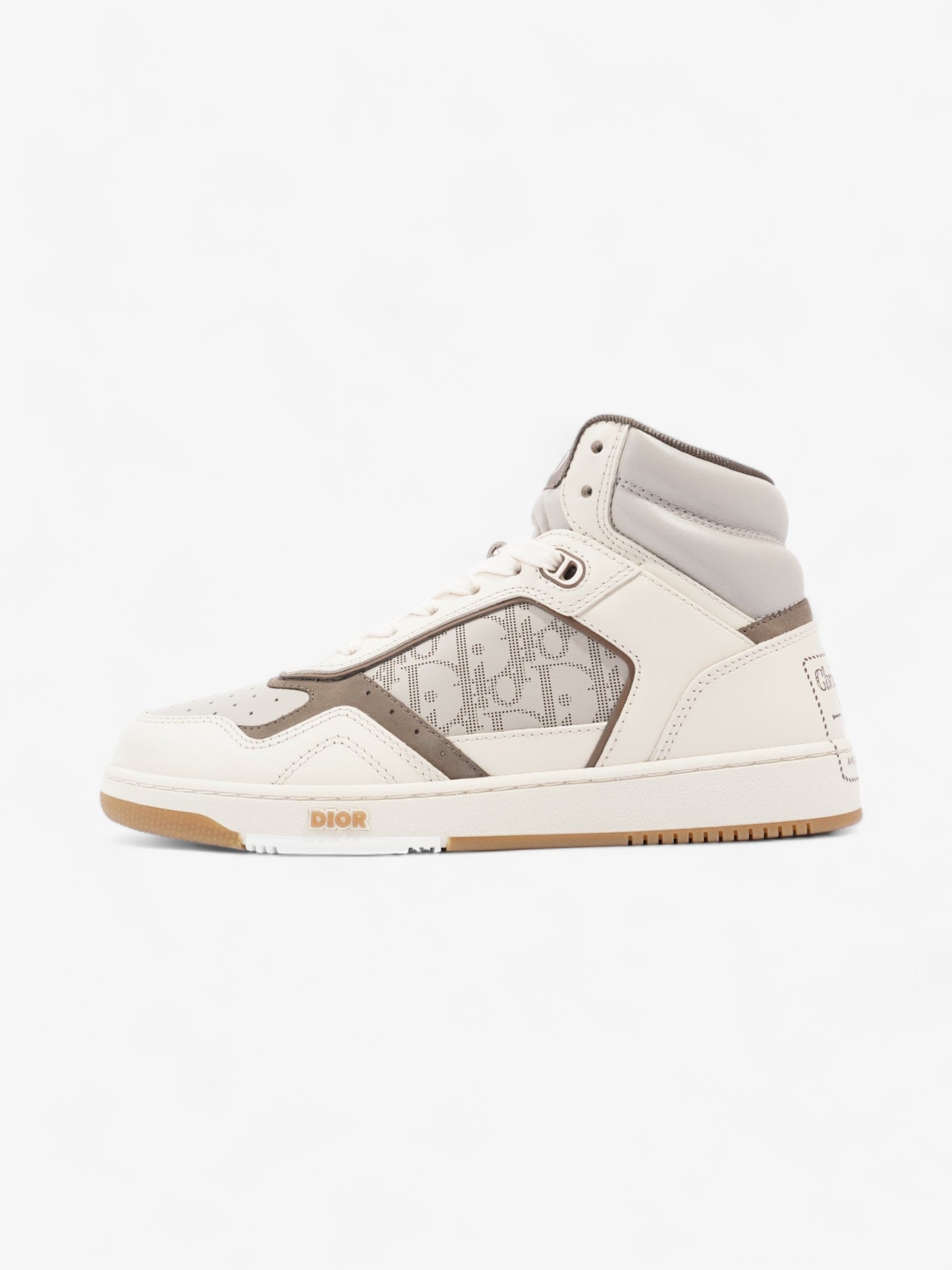 Christian Dior B27 High Top Sneakers  White / Grey / Brown Leather EU 40 UK 6