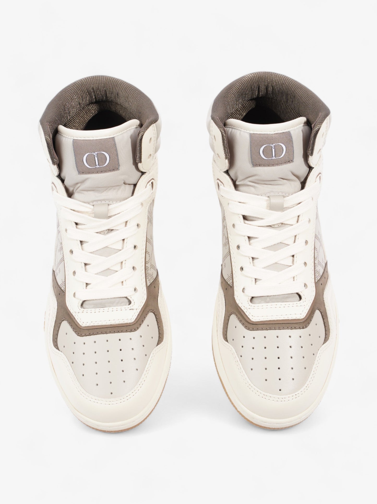Christian Dior B27 High Top Sneakers  White / Grey / Brown Leather EU 40 UK 6
