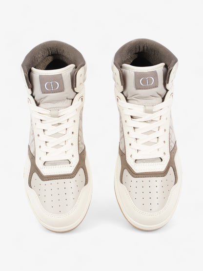 Christian Dior B27 High Top Sneakers  White / Grey / Brown Leather EU 40 UK 6
