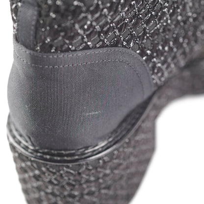 Chanel Tweed Black Boots Size 35.5