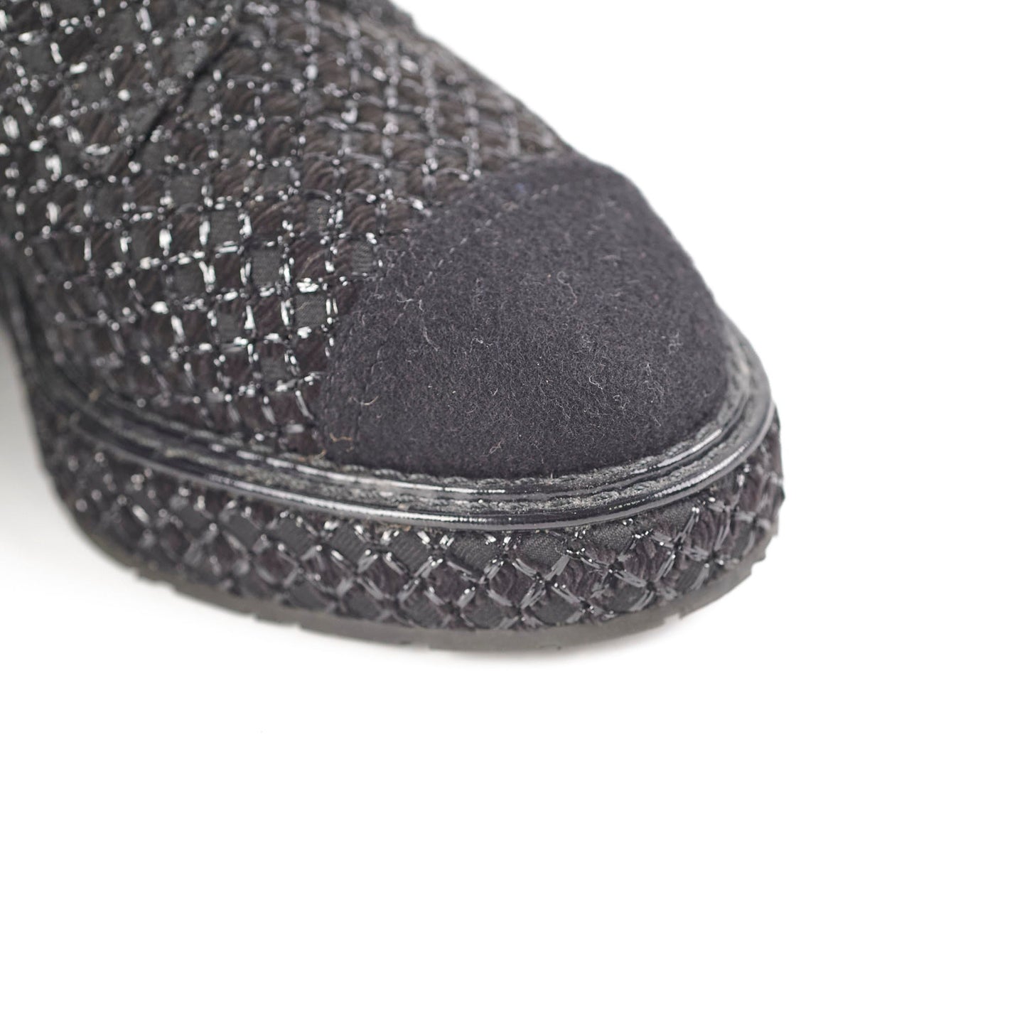 Chanel Tweed Black Boots Size 35.5