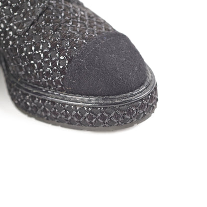 Chanel Tweed Black Boots Size 35.5