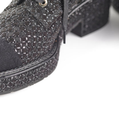 Chanel Tweed Black Boots Size 35.5