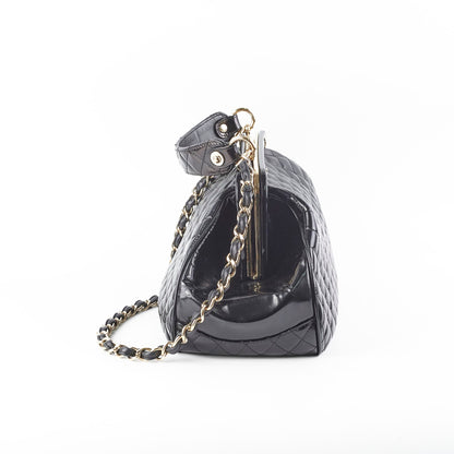 Chanel Mademoiselle Frame Patent Leather Bag Black