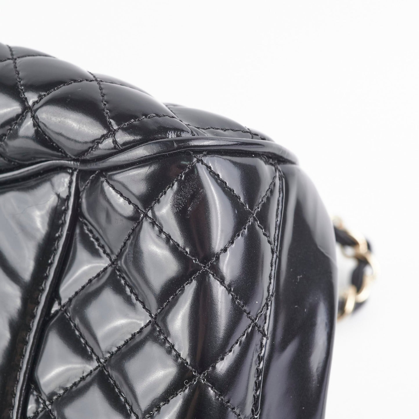 Chanel Mademoiselle Frame Patent Leather Bag Black