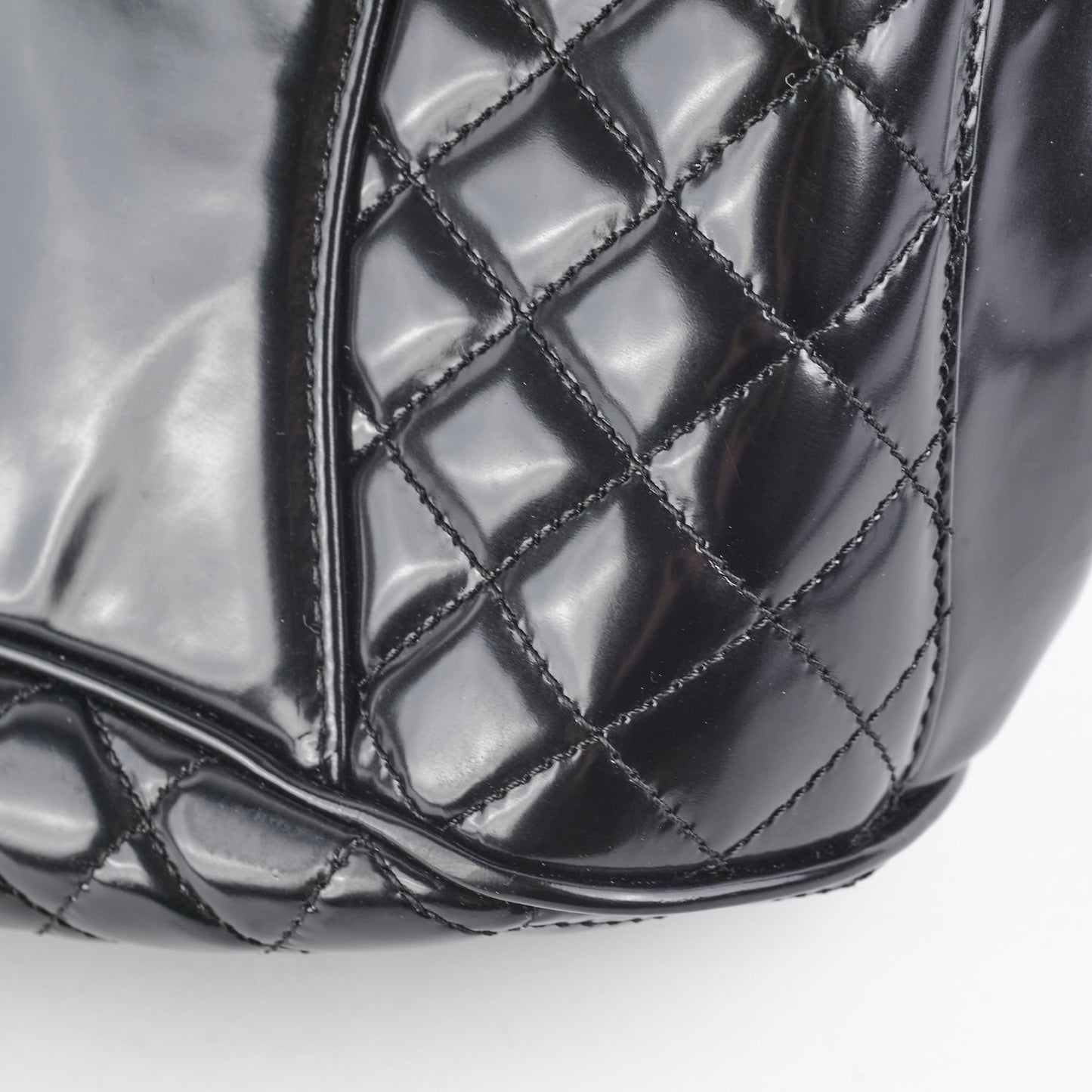 Chanel Mademoiselle Frame Patent Leather Bag Black