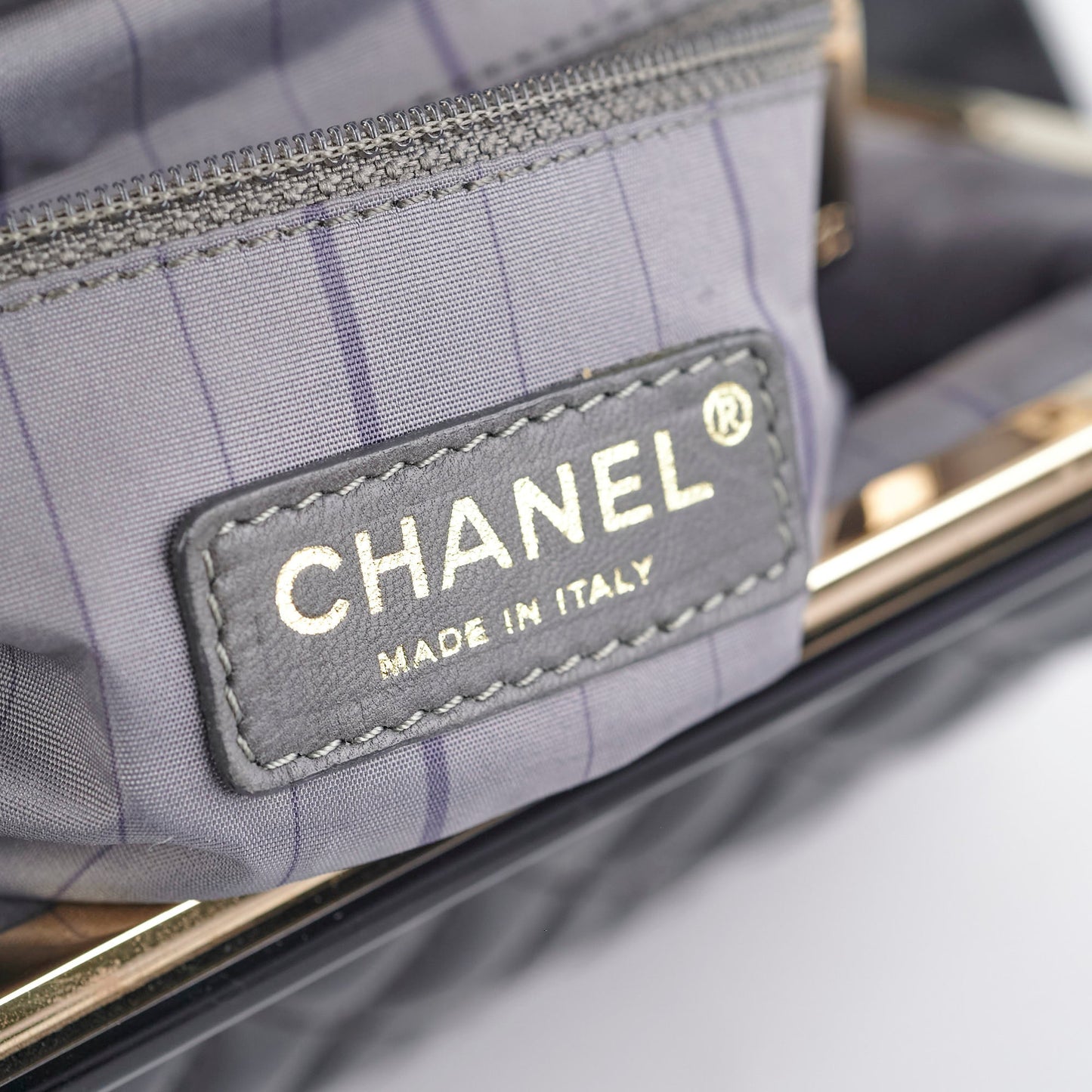 Chanel Mademoiselle Frame Patent Leather Bag Black