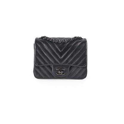 Chanel Mini Square Chevron So Black