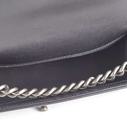 Chanel Old Medium Caviar Boy Black Microchip