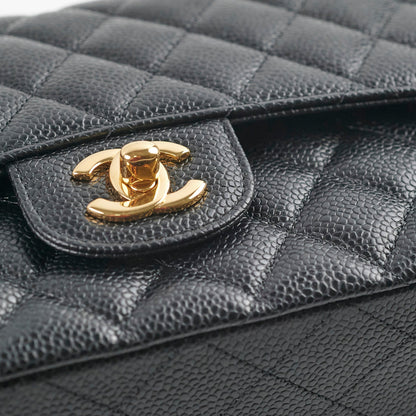 Chanel Medium/Large Double Classic Flap Caviar Black 31 Series