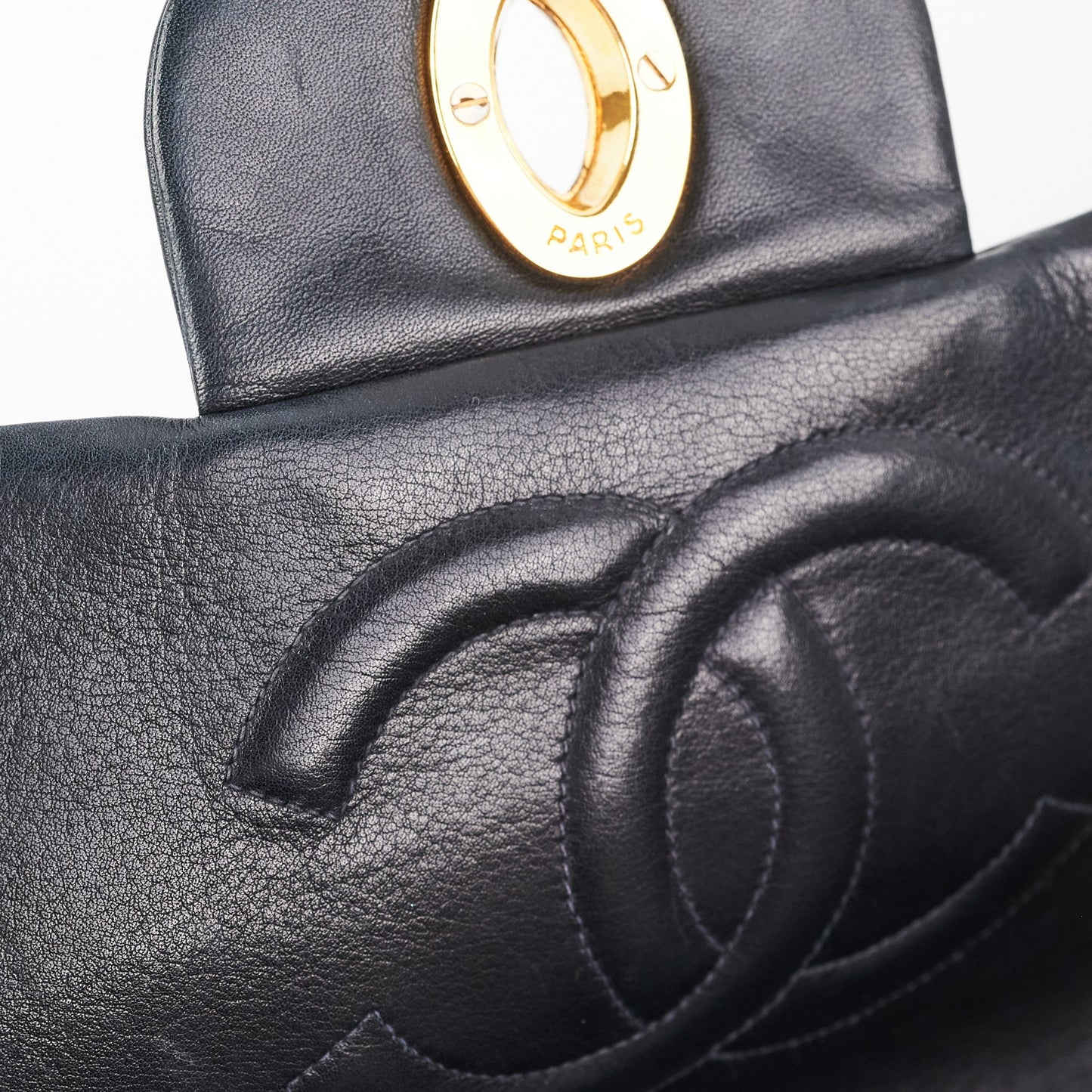 Chanel Maxi Vintage Flap Black 24k Gold