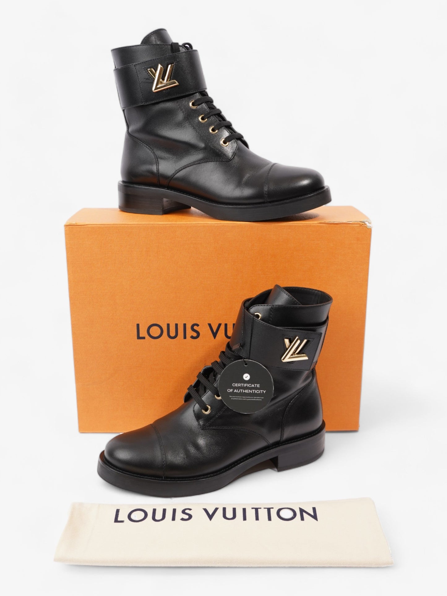 Louis Vuitton Wonderland Flat Rangers Black Leather EU 39.5 UK 6.5