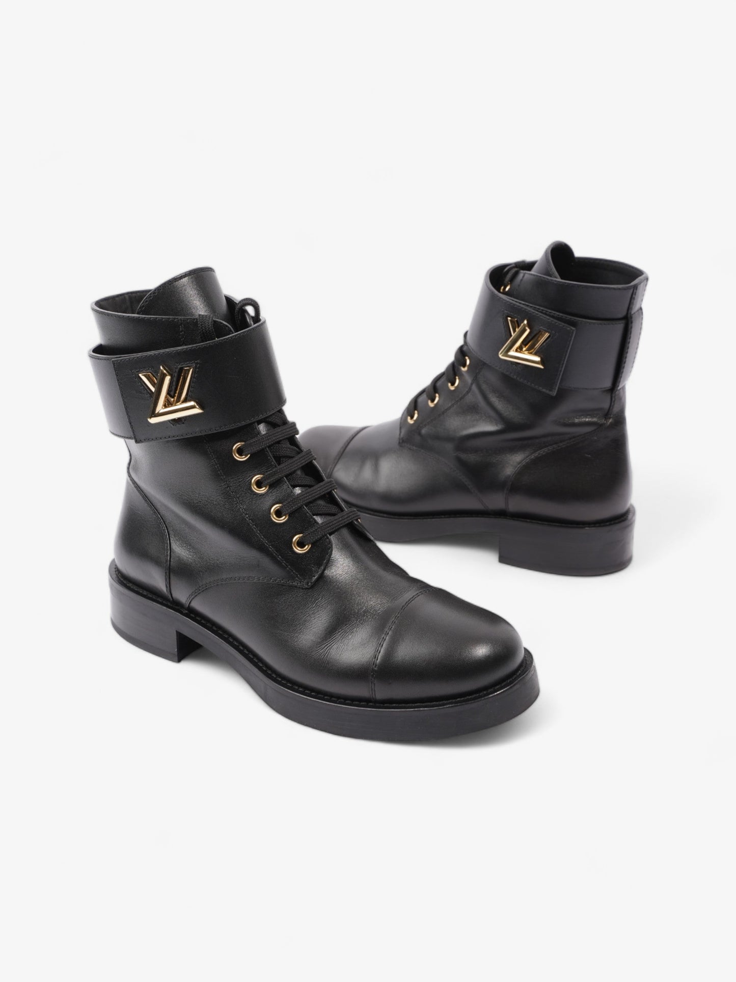 Louis Vuitton Wonderland Flat Rangers Black Leather EU 39.5 UK 6.5