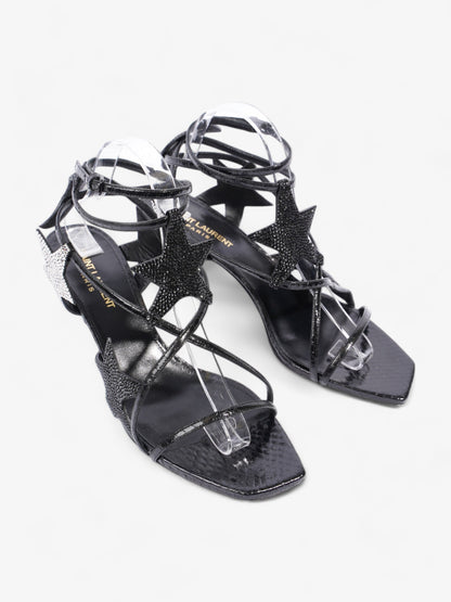 Saint Laurent Ayers Lacquer Stars Heels 60 Black / Silver Sequins  Leather EU 40 UK 7