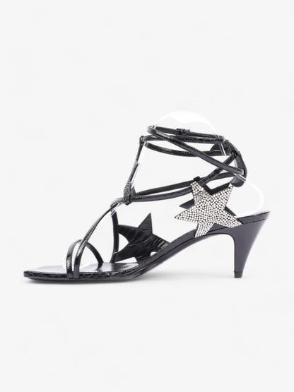 Saint Laurent Ayers Lacquer Stars Heels 60 Black / Silver Sequins  Leather EU 40 UK 7