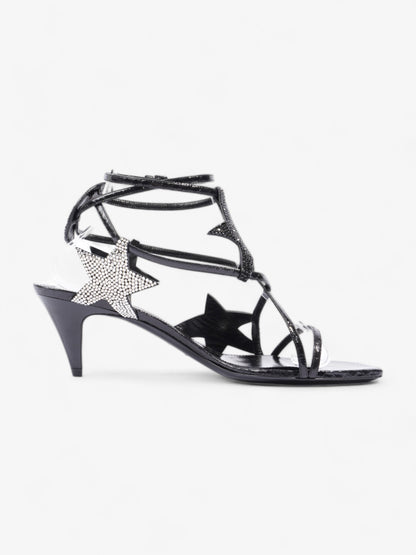 Saint Laurent Ayers Lacquer Stars Heels 60 Black / Silver Sequins  Leather EU 40 UK 7