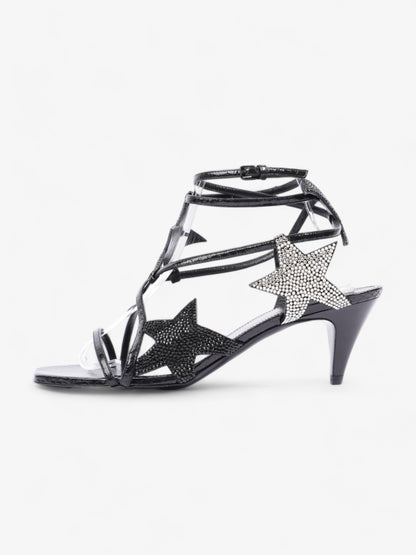Saint Laurent Ayers Lacquer Stars Heels 60 Black / Silver Sequins  Leather EU 40 UK 7