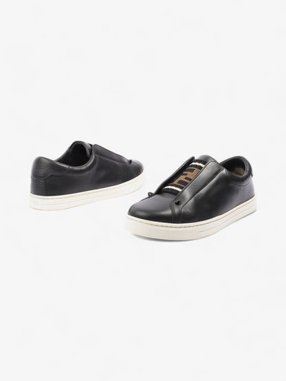 Fendi Rockoclick Knitted Logo Sneakers Black / Brown / White Leather EU 36 UK 3