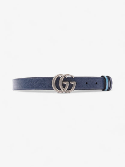 Gucci GG Marmont Thin Reversible Belt Navy / Aqua Blue Leather 95cm 38"