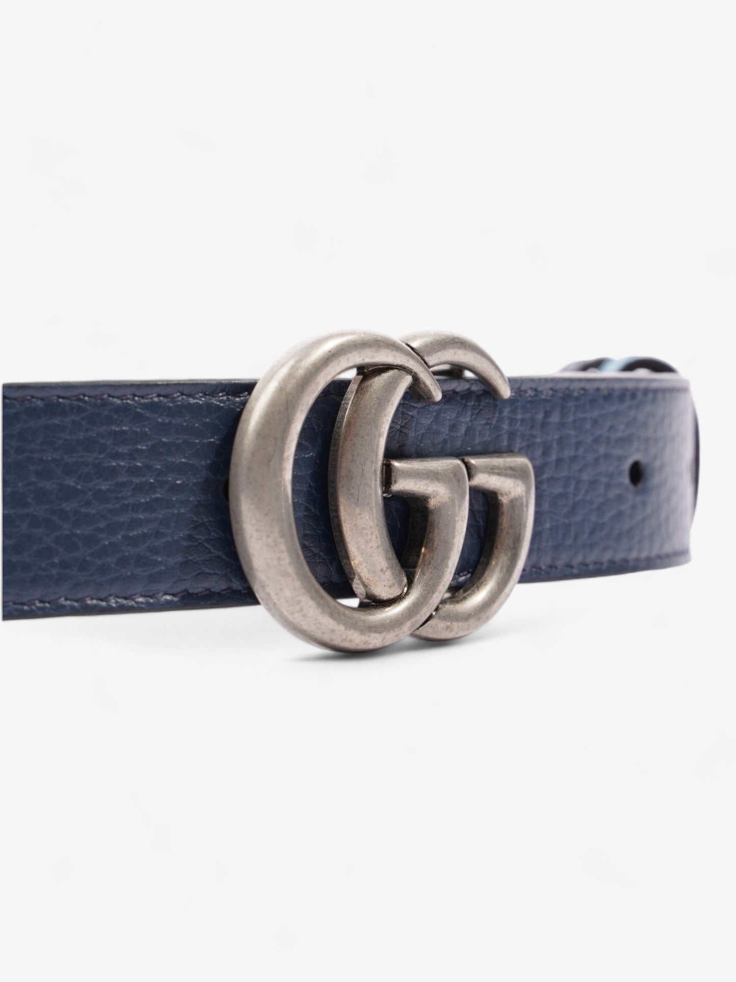Gucci GG Marmont Thin Reversible Belt Navy / Aqua Blue Leather 95cm 38"
