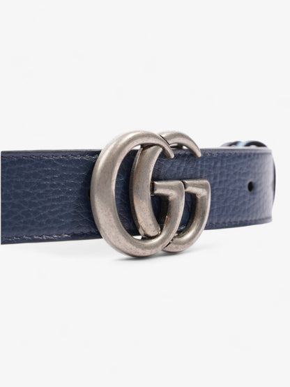 Gucci GG Marmont Thin Reversible Belt Navy / Aqua Blue Leather 95cm 38"